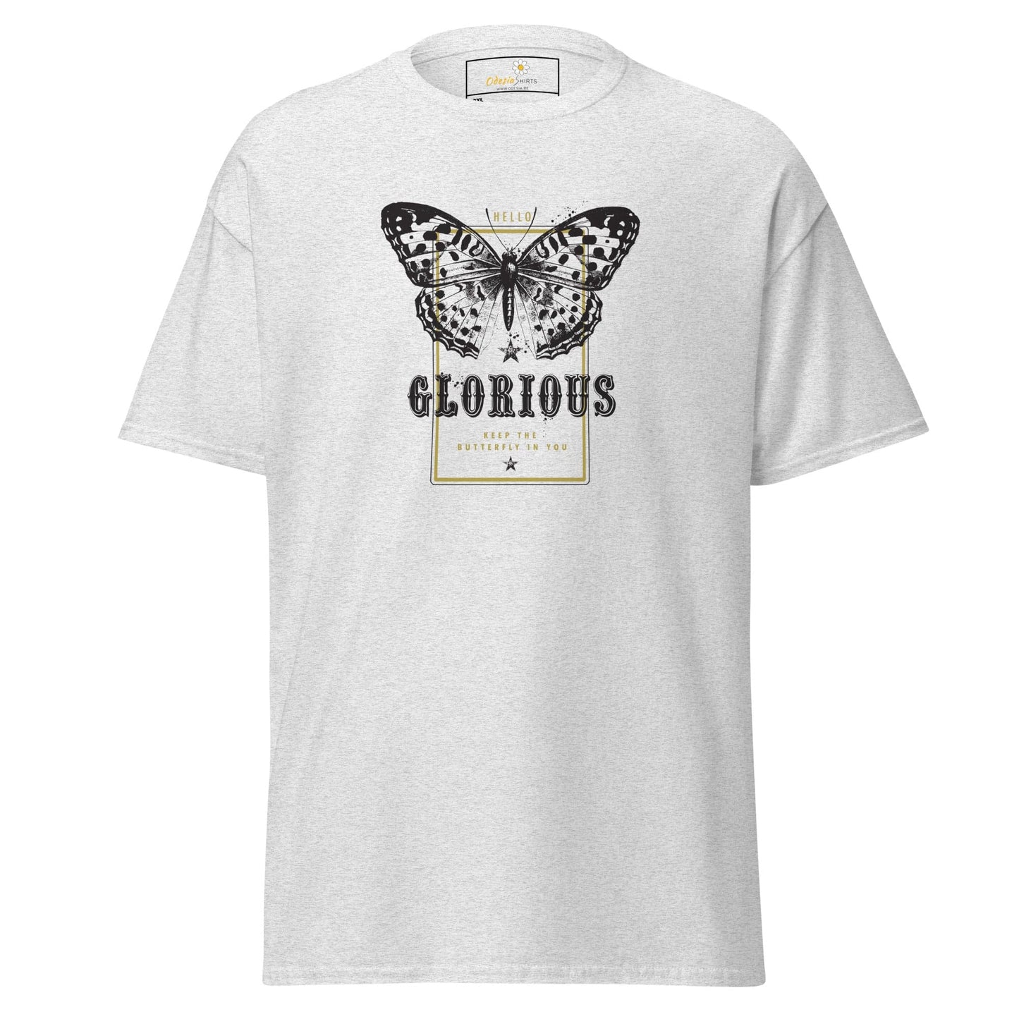 White T-shirt with butterfly graphic for men and women in 2XL to 5XL size
