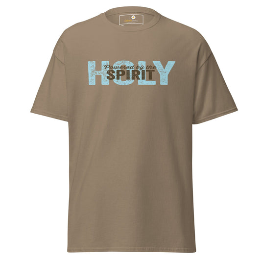 Khaki T-shirt featuring Holy Spirit text from T-Shirt Design Tee for Men and Women