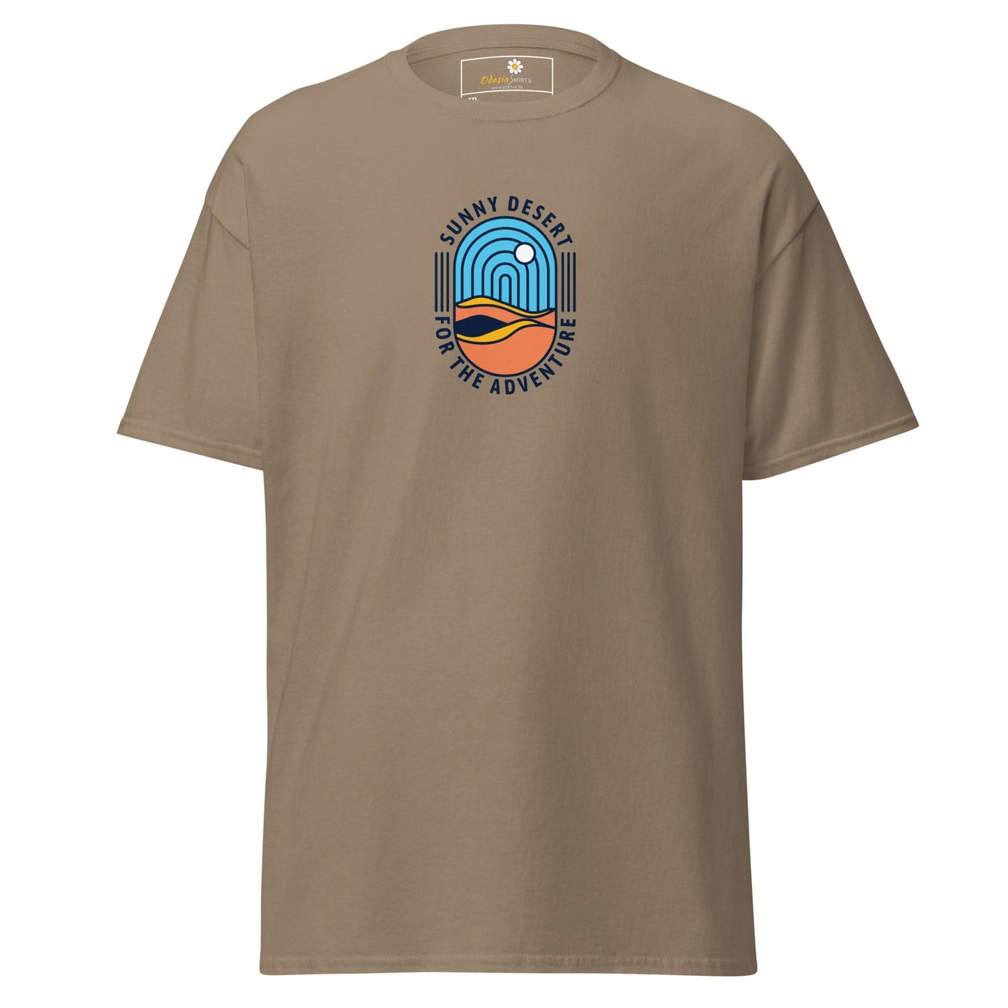 Khaki T-shirt with desert graphic for Men and Women in 2XL to 5XL sizes