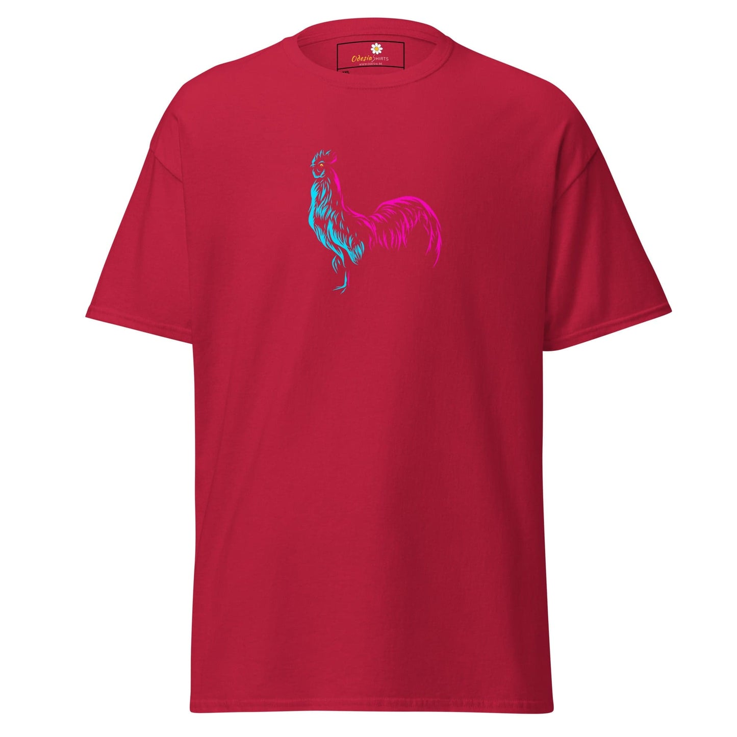 Red T-shirt with rooster design for Men and Women in 2XL to 5XL sizes