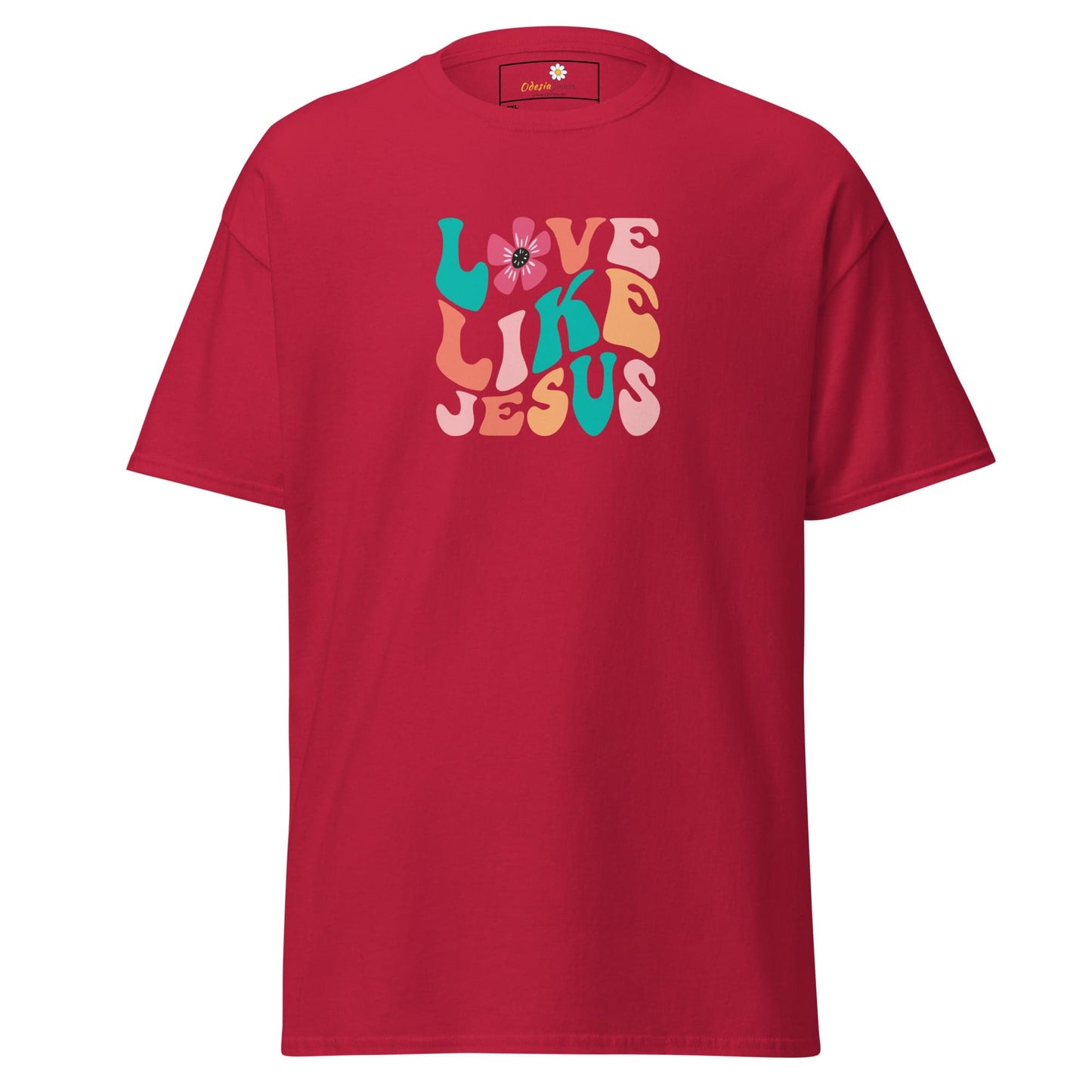 Red T-shirt with Love Like Jesus graphic in Men and Women 2XL to 5XL size range