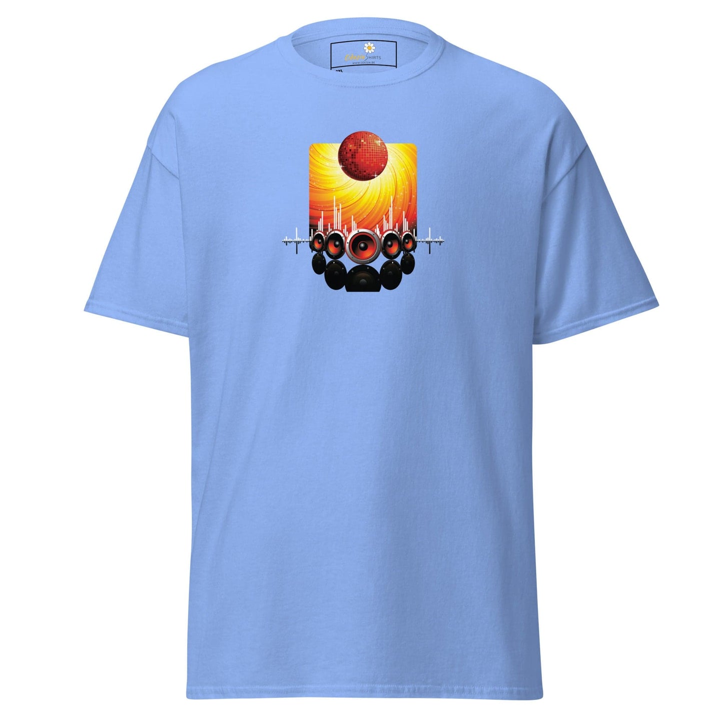 Light blue T-shirt with graphic design for men and women in 2XL to 5XL sizes