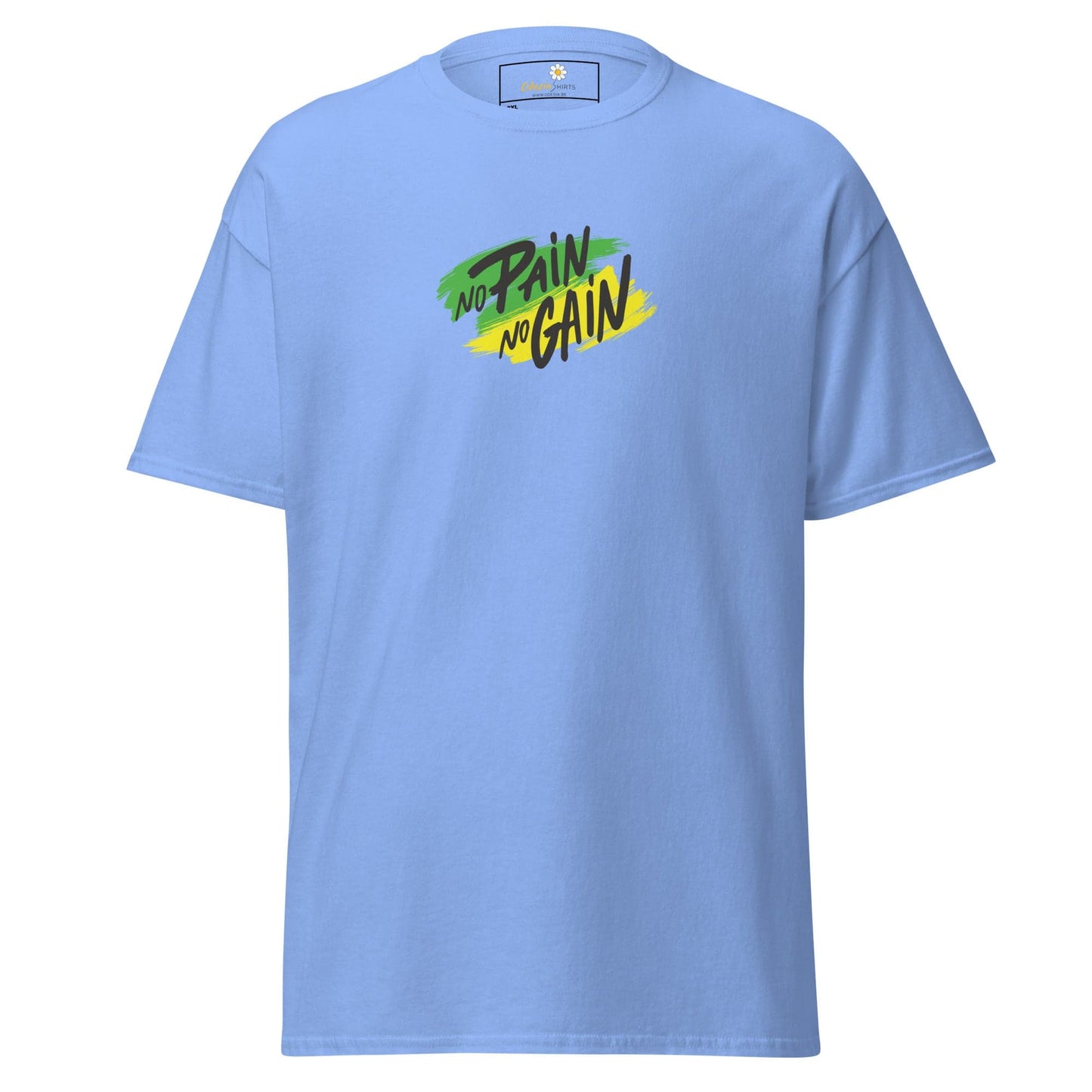 Light blue T-shirt displayed in T-SHIRT DESIGN TEE for men and women, available in 2XL to 5XL