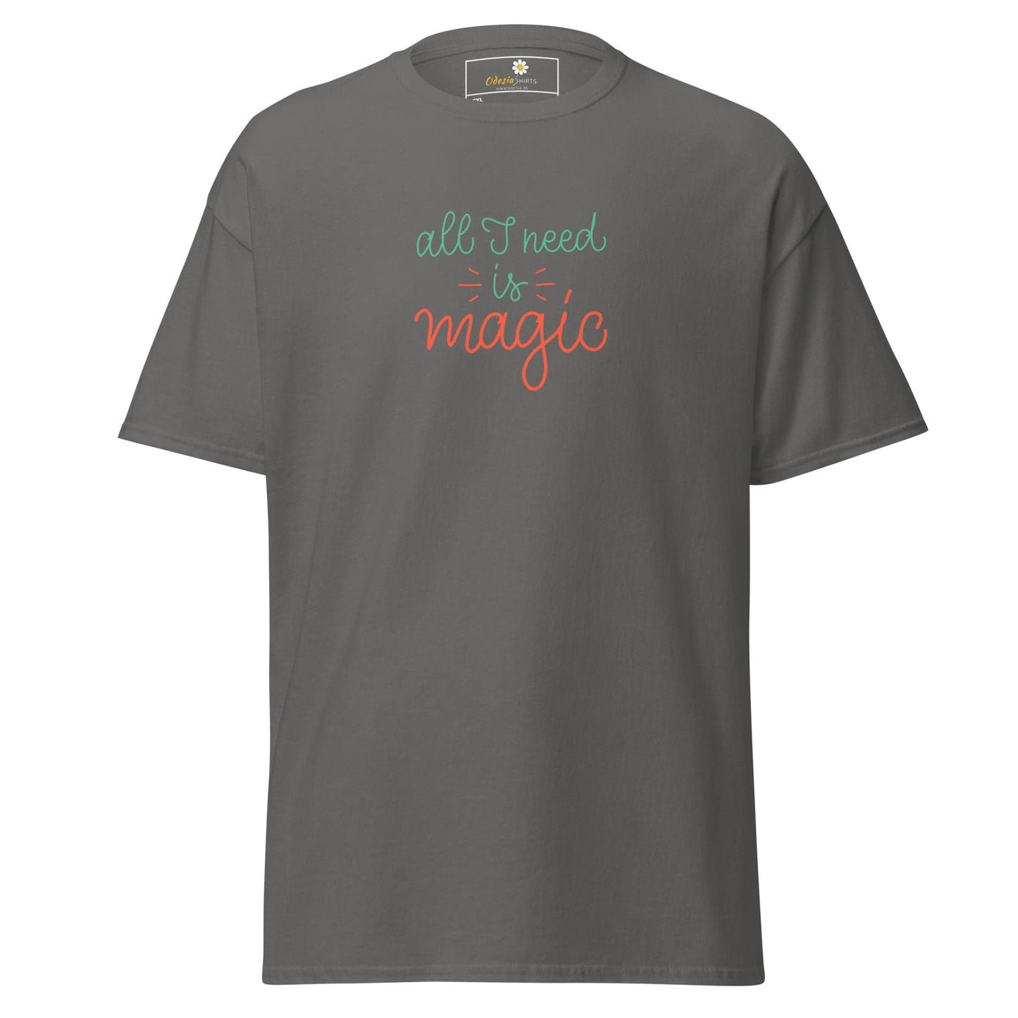 Gray T-shirt with embroidered text from T-Shirt Design Tee for Men and Women in 2XL to 5XL
