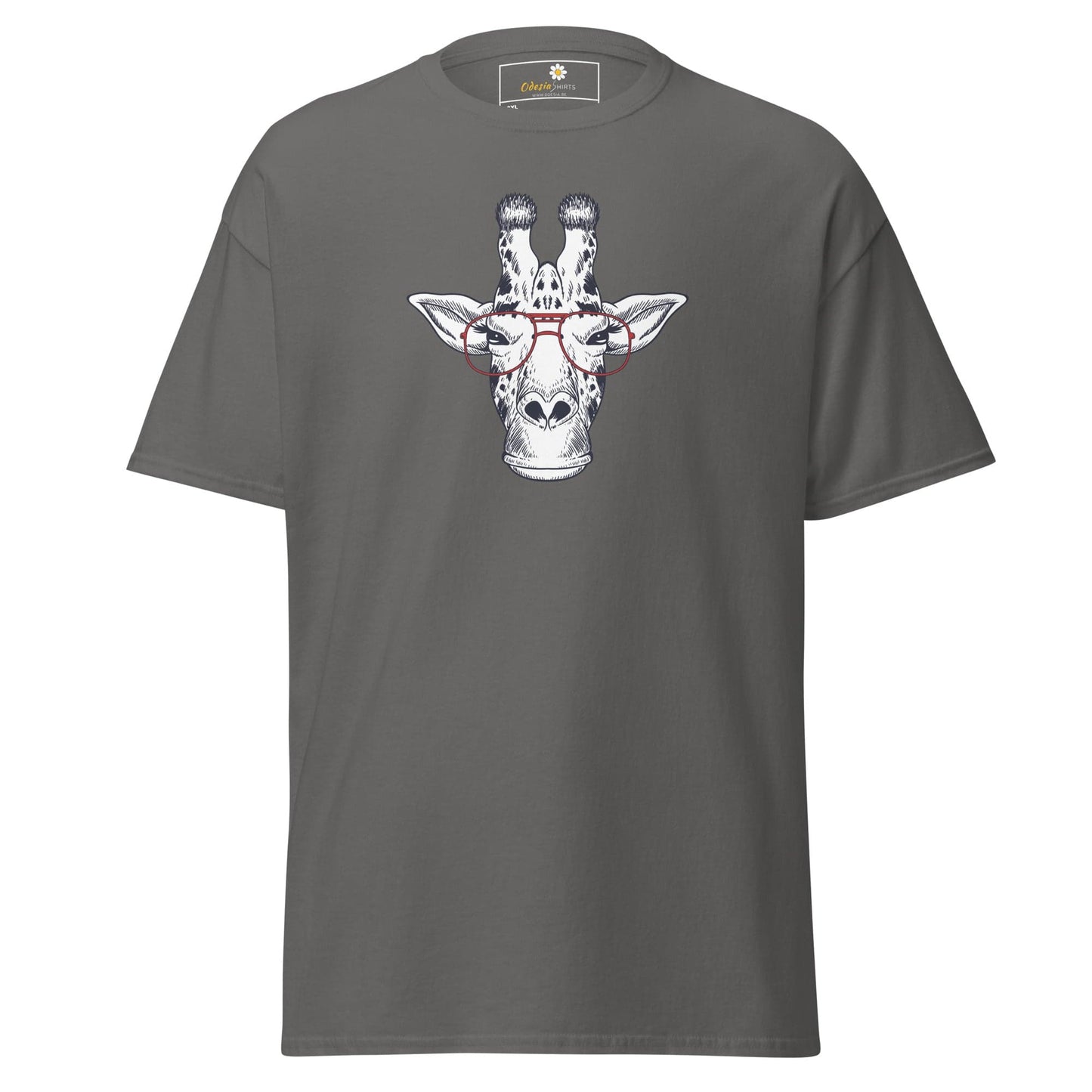 Gray T-shirt with Giraffe Graphic from T-SHIRT DESIGN TEE for Men and Women in 2XL to 5XL