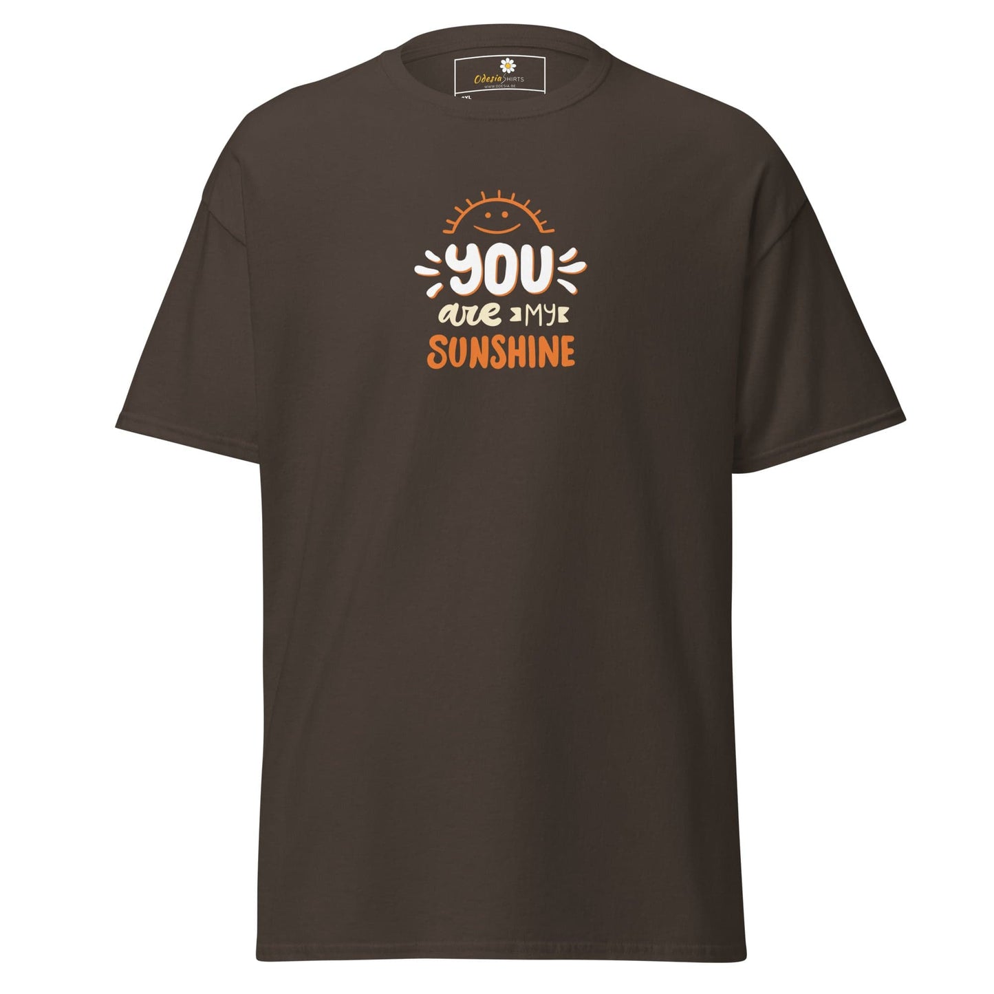 Brown T-shirt with You Are My Sunshine graphic for men and women in 2XL to 5XL sizes