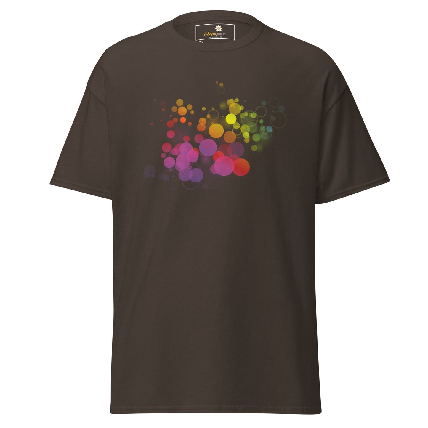 Brown T-shirt with colorful bubble design for Men and Women in 2XL to 5XL sizes