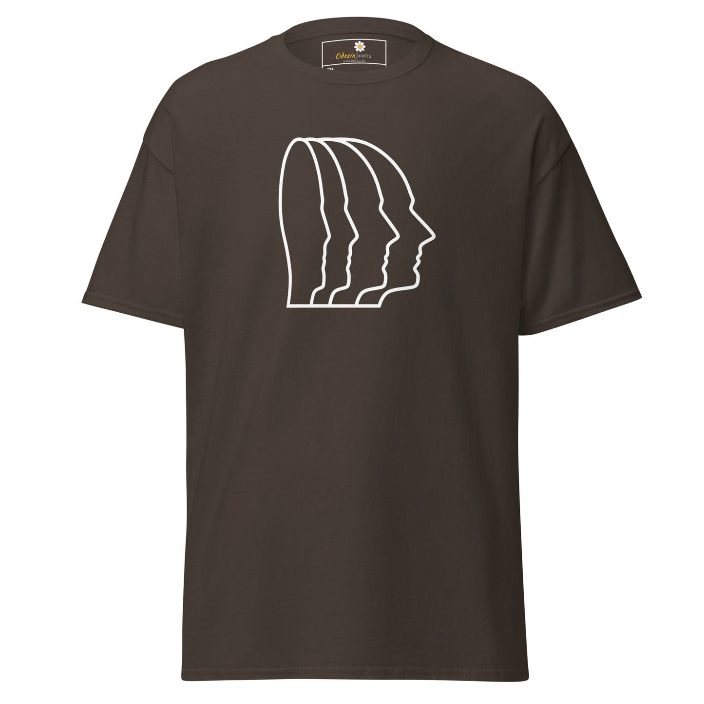 Brown T-shirt with white head outline design for Men and Women in 2XL to 5XL sizes