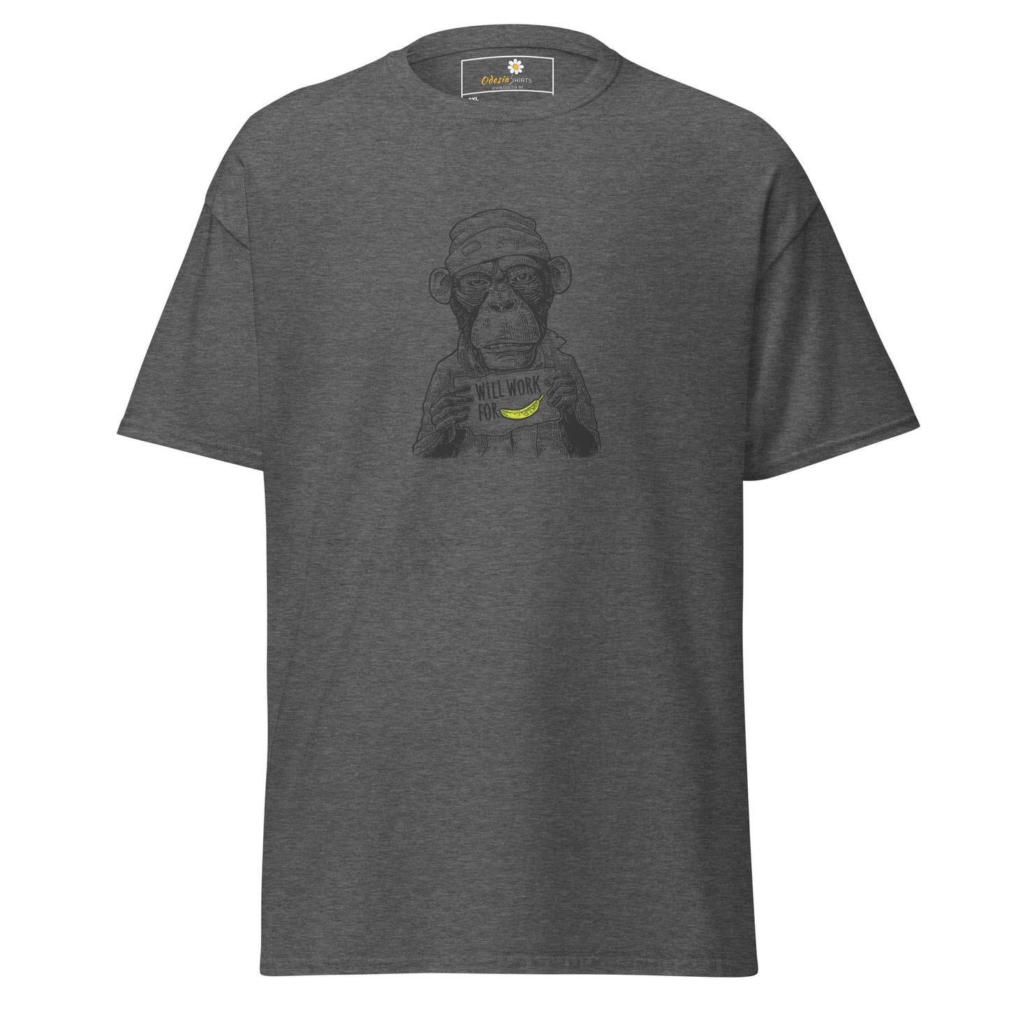 Gray T-shirt with monkey graphic for men and women in 2XL to 5XL sizes