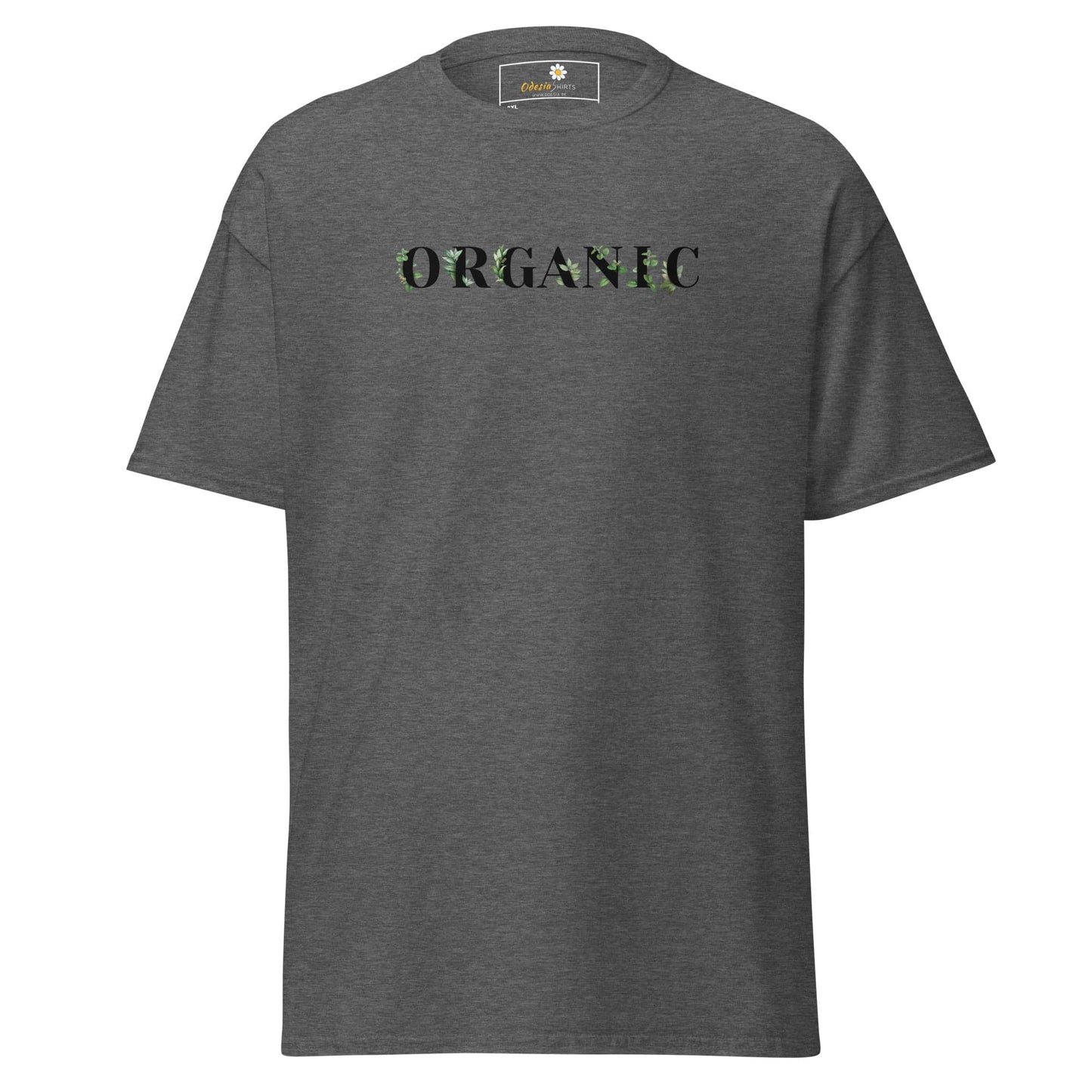 Gray T-shirt with ORGANIC text from T-SHIRT DESIGN TEE for Men and Women in 2XL to 5XL