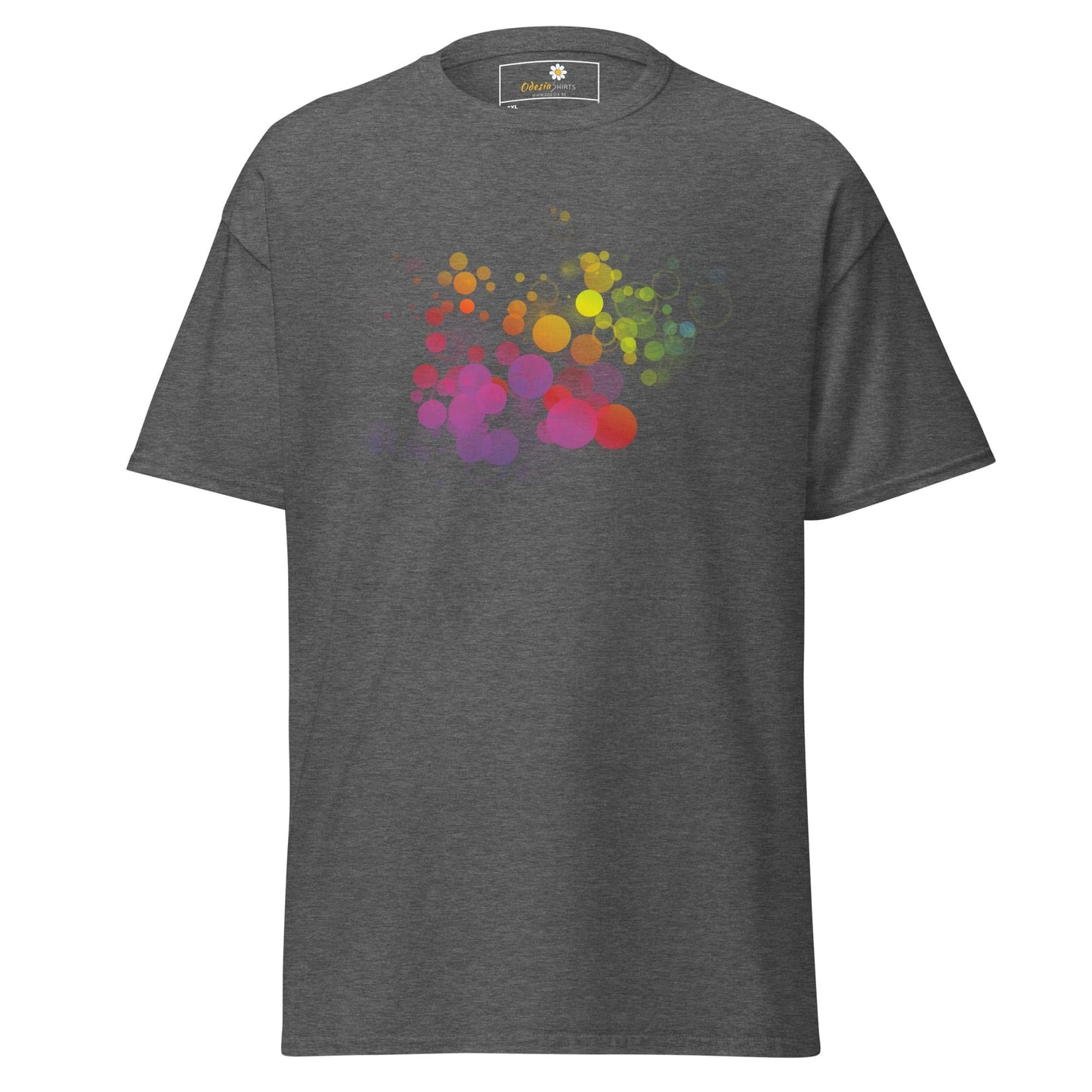 Gray T-shirt with colorful dot design for Men and Women in 2XL to 5XL sizes