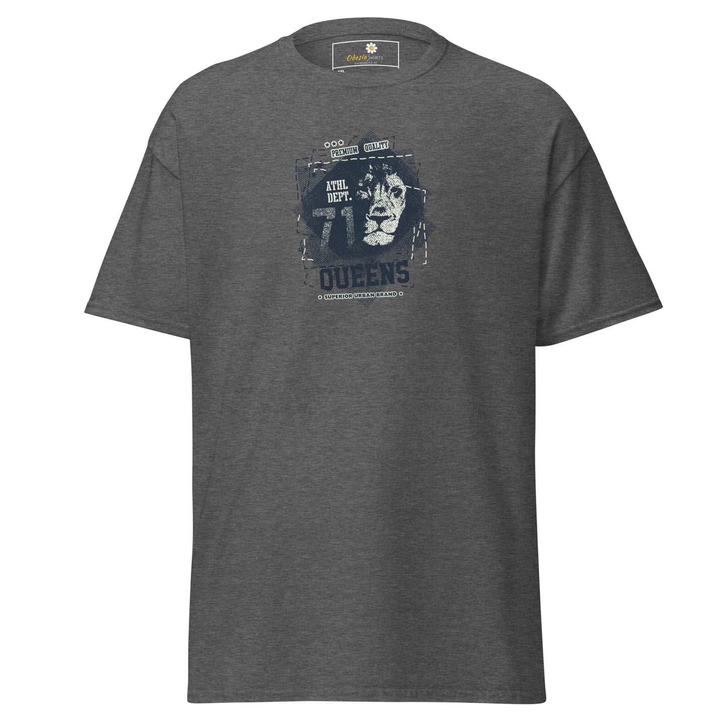Gray T-shirt with lion graphic from T-SHIRT DESIGN TEE for Men and Women in 2XL-5XL sizes