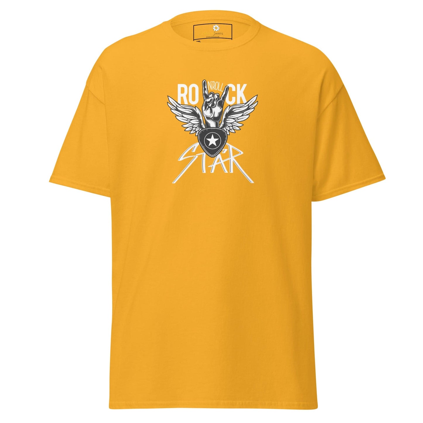 Yellow T-shirt with Rock Star graphic for men and women in 2XL to 5XL sizes