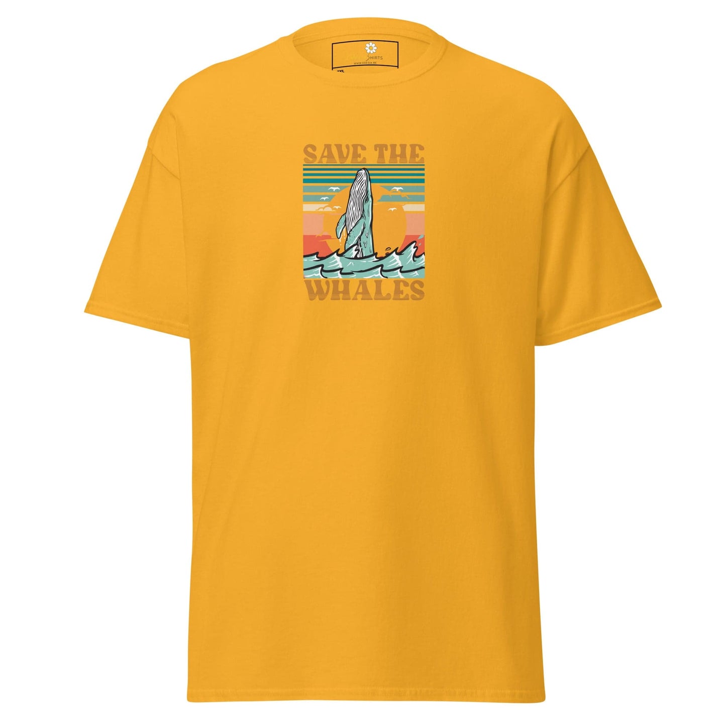 Yellow T-shirt with whale graphic from T-SHIRT DESIGN TEE for Men and Women in 2XL to 5XL