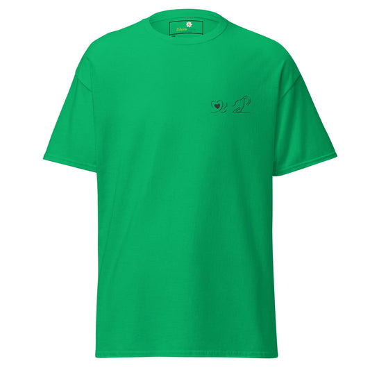 Green T-shirt with a small design from T-SHIRT DESIGN TEE for Men and Women in 2XL to 5XL