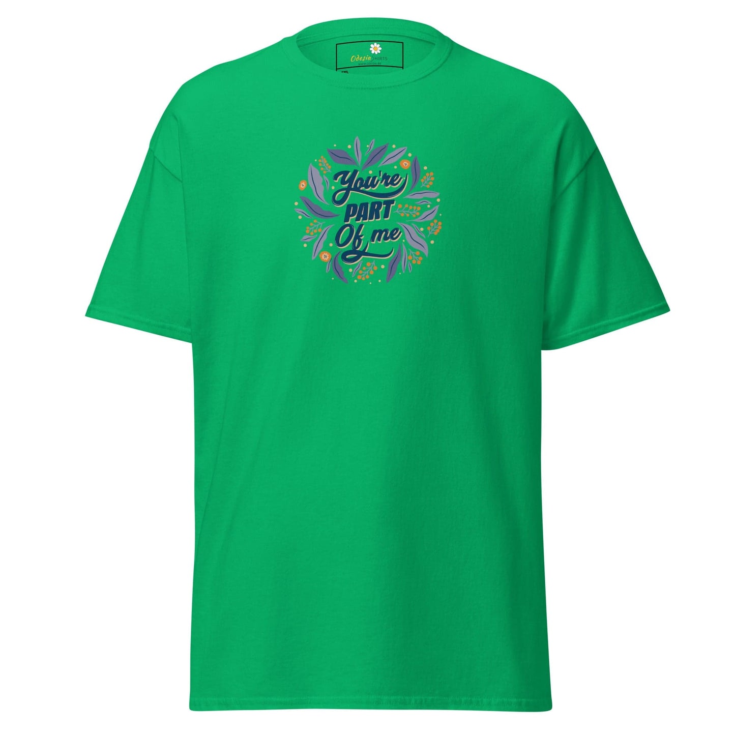Green T-shirt with floral design for men and women in 2XL to 5XL sizes