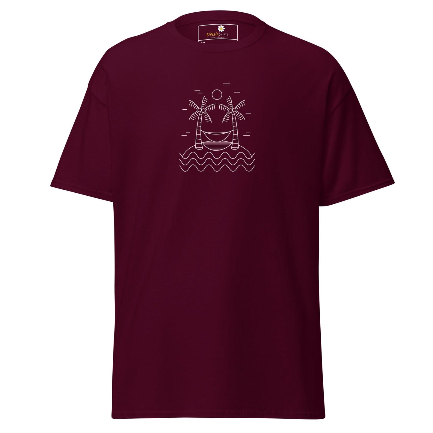 Maroon T-shirt with beach design for Men and Women in 2XL to 5XL sizes