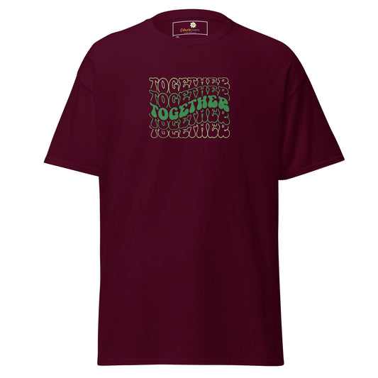 Maroon T-shirt with Together text from T-SHIRT DESIGN TEE for Men and Women in 2XL to 5XL