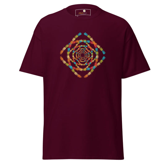 Maroon T-Shirt with colorful crab pattern for Men and Women in 2XL to 5XL sizes