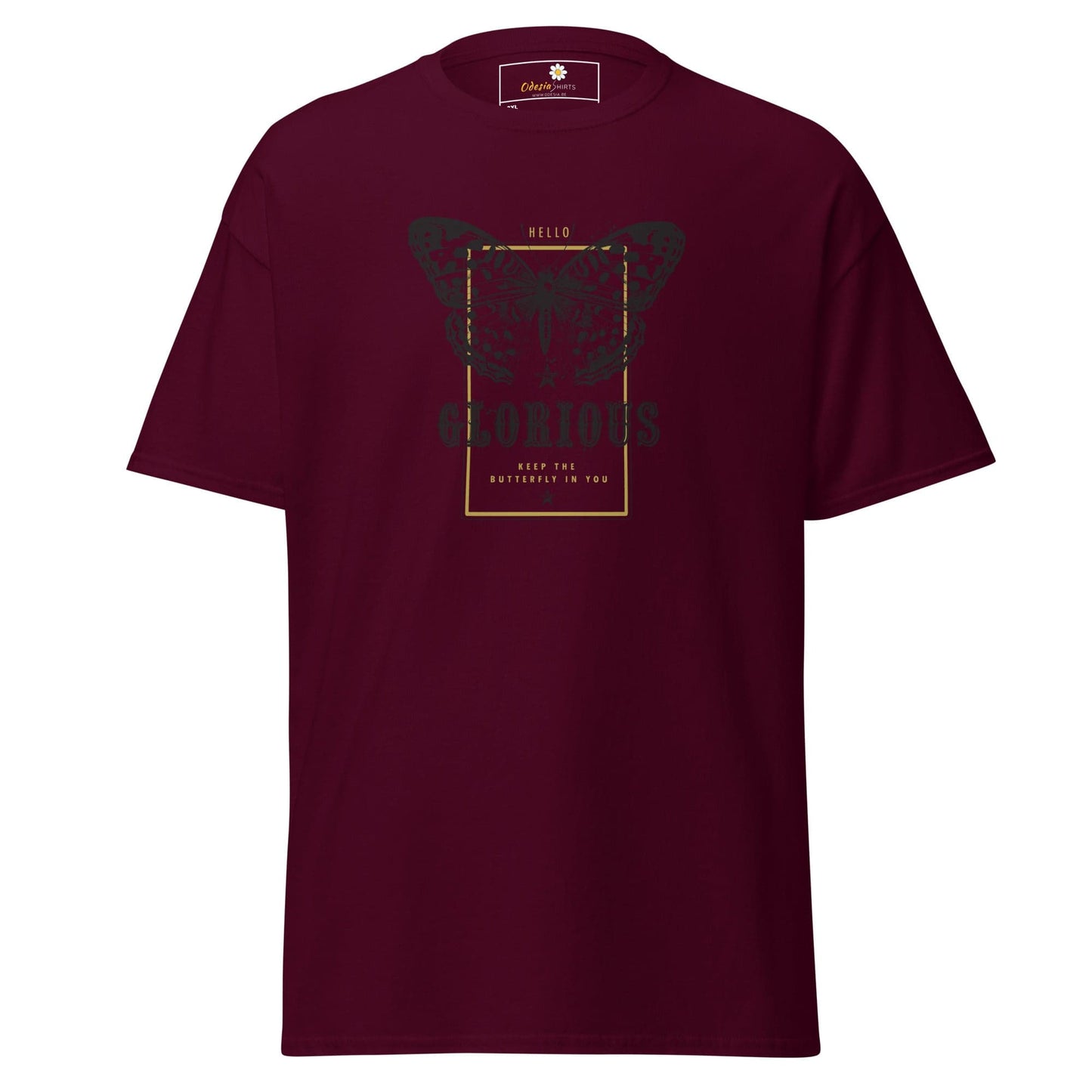 Maroon T-shirt with butterfly graphic from T-SHIRT DESIGN TEE MEN WOMEN 2XL-5XL