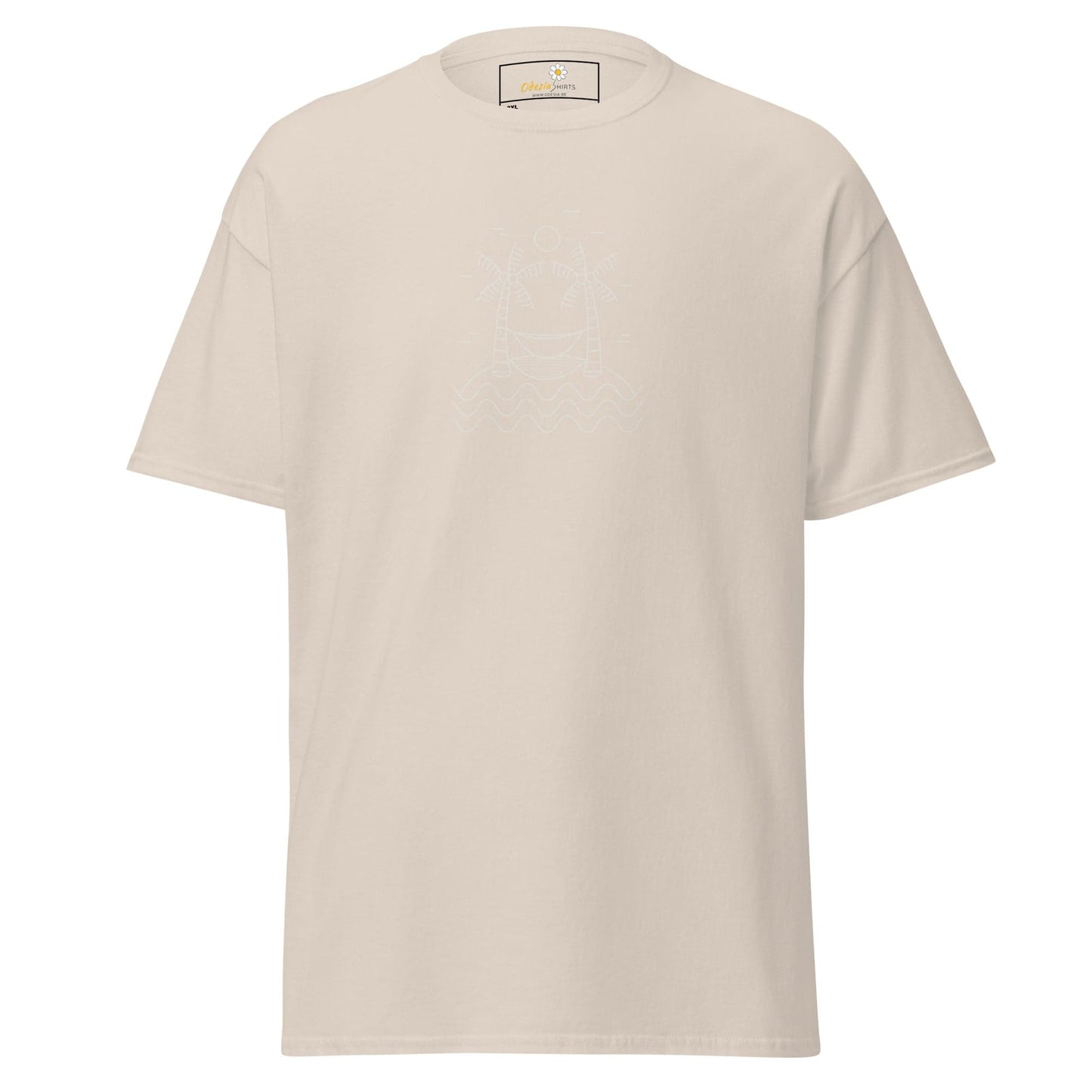 Beige short-sleeved T-shirt from T-SHIRT DESIGN TEE for Men and Women in size 2XL to 5XL