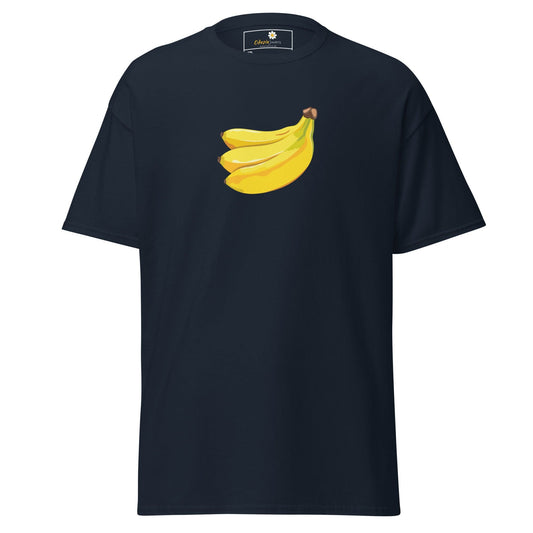 Navy T-shirt featuring banana graphic from T-SHIRT DESIGN TEE for Men and Women