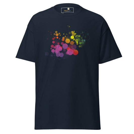 Navy blue T-shirt with colorful bubble design from T-SHIRT DESIGN TEE collection for men and women