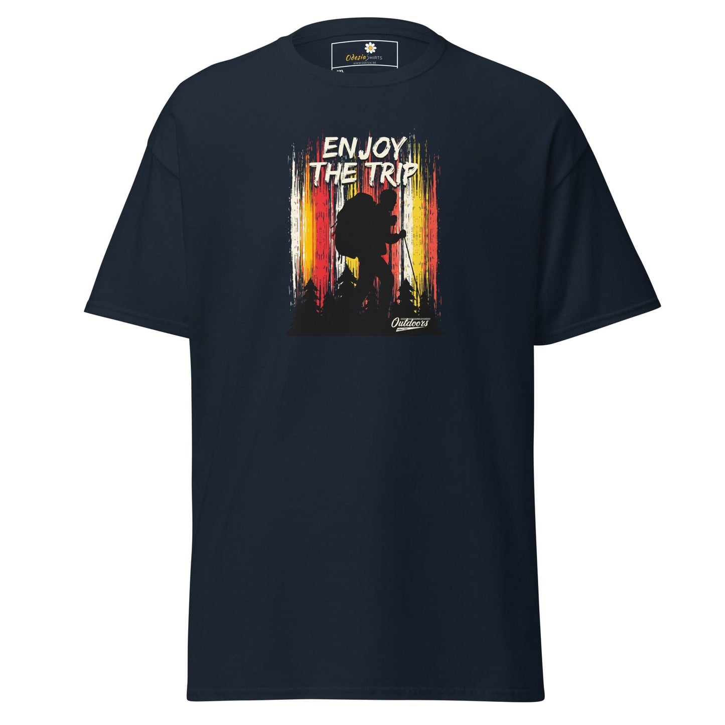 Navy blue t-shirt.