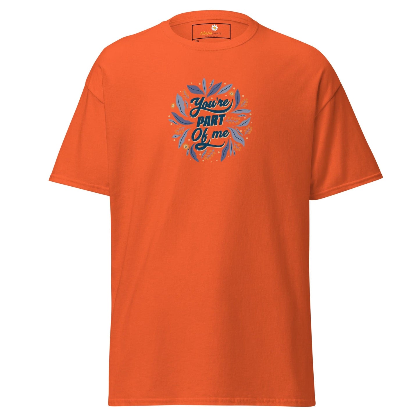 Orange T-shirt with floral design from T-SHIRT DESIGN TEE for Men and Women in 2XL-5XL