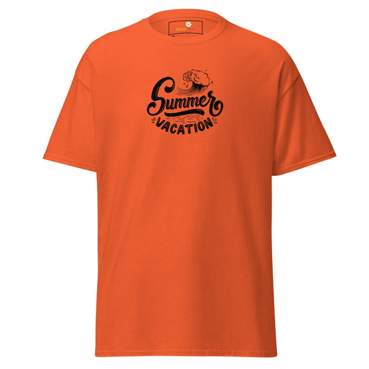 Orange T-shirt with Summer Vacation graphic from T-SHIRT DESIGN TEE for men and women