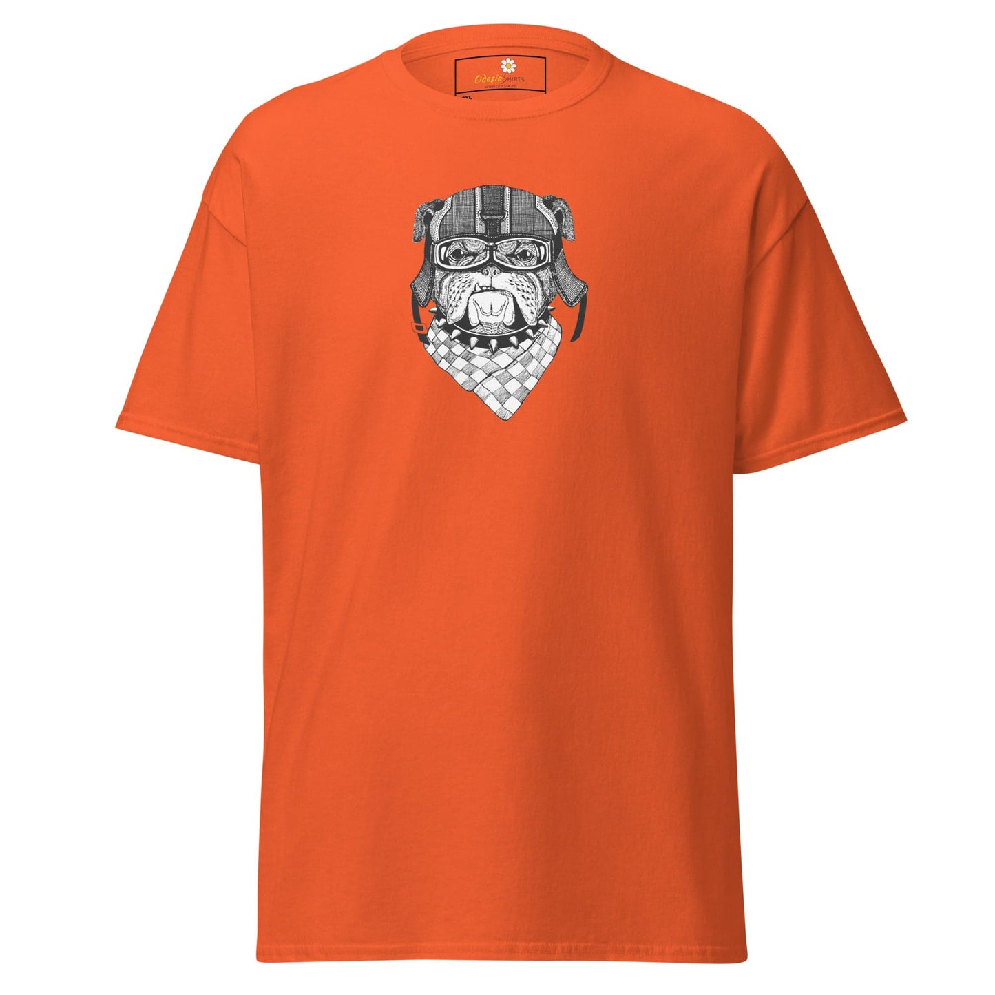 Orange T-shirt with bulldog graphic from T-SHIRT DESIGN TEE for Men and Women