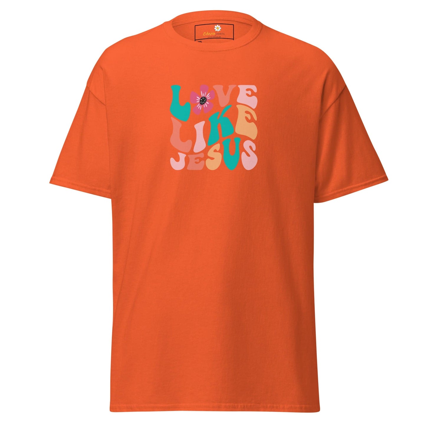Orange T-shirt with Love Like Jesus graphic from T-SHIRT DESIGN TEE for Men and Women