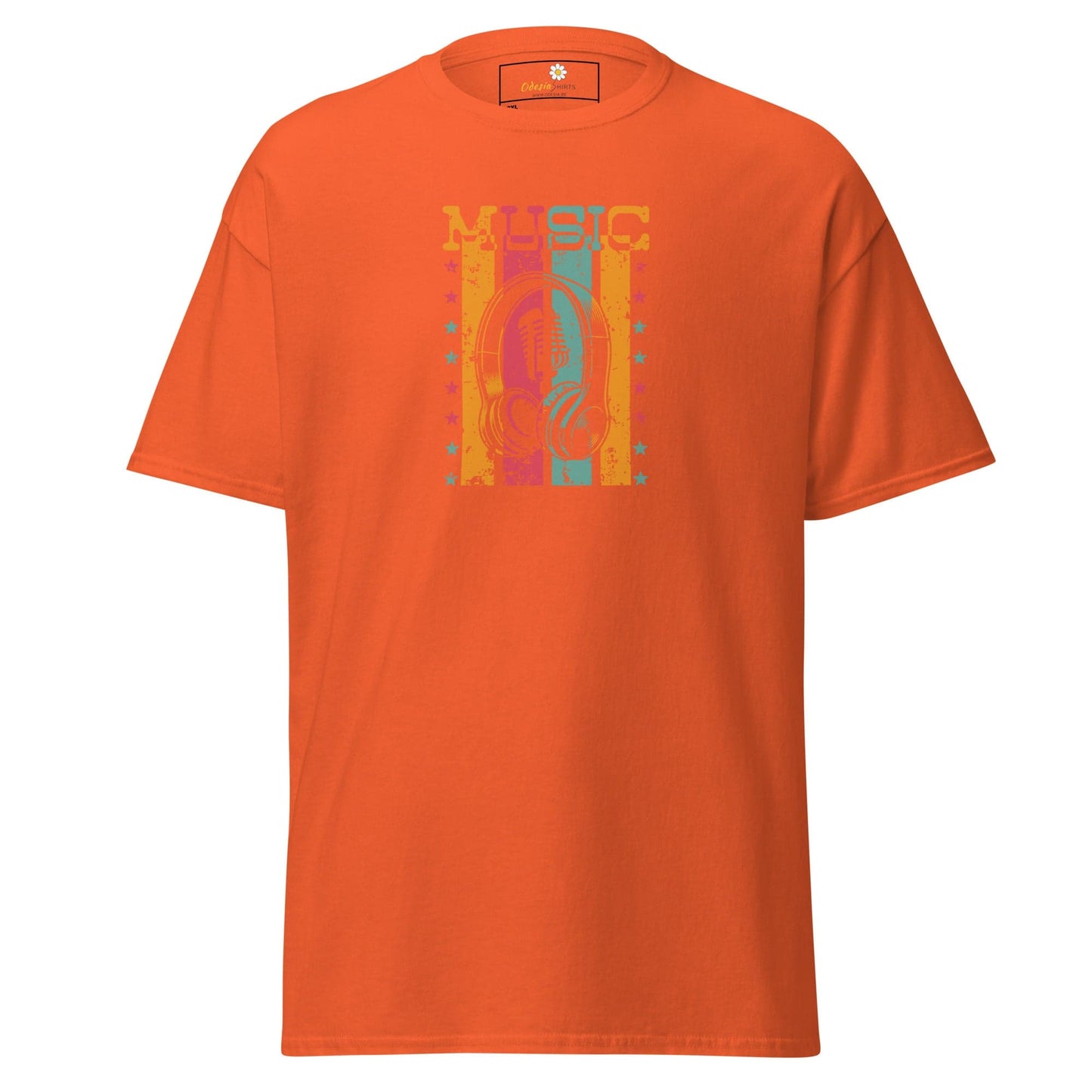 Orange T-shirt with music graphic for Men and Women in 2XL to 5XL sizes