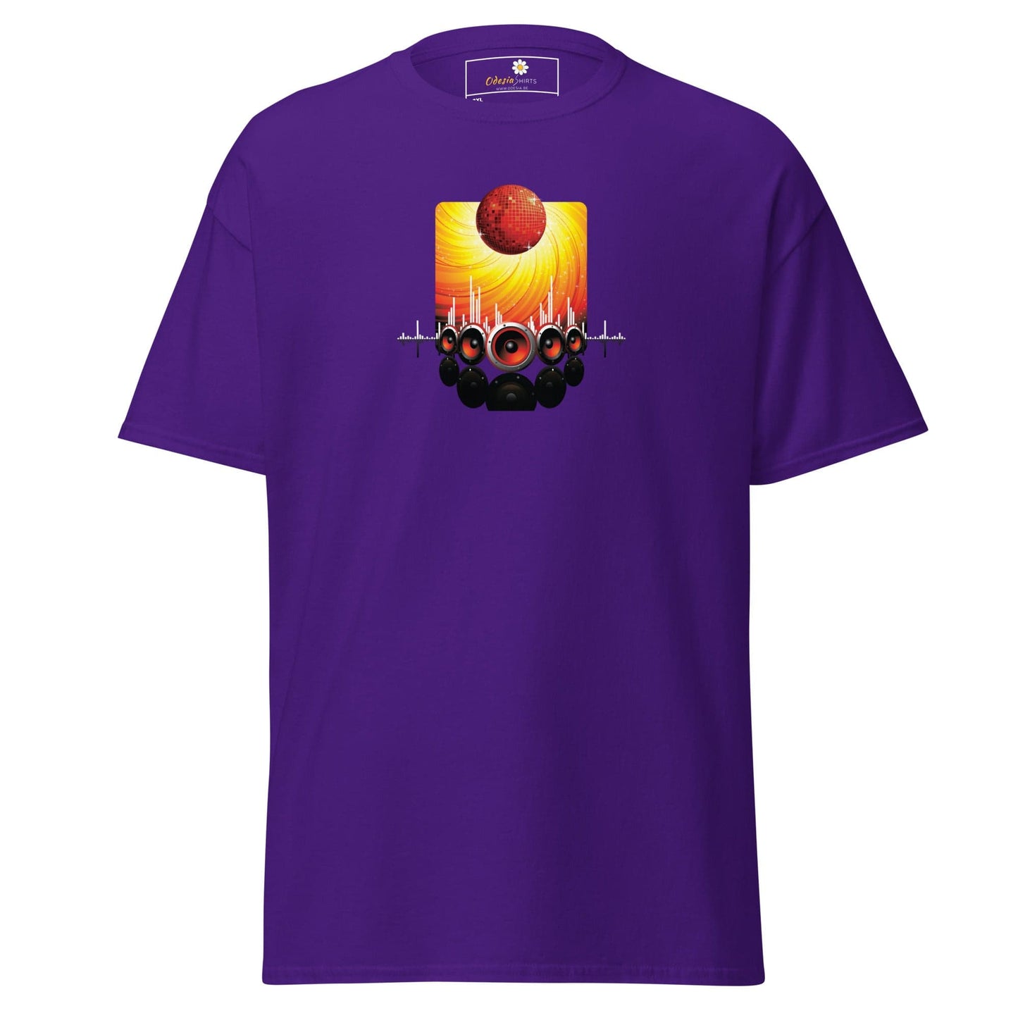 Purple T-shirt with graphic design for men and women in 2XL to 5XL sizes