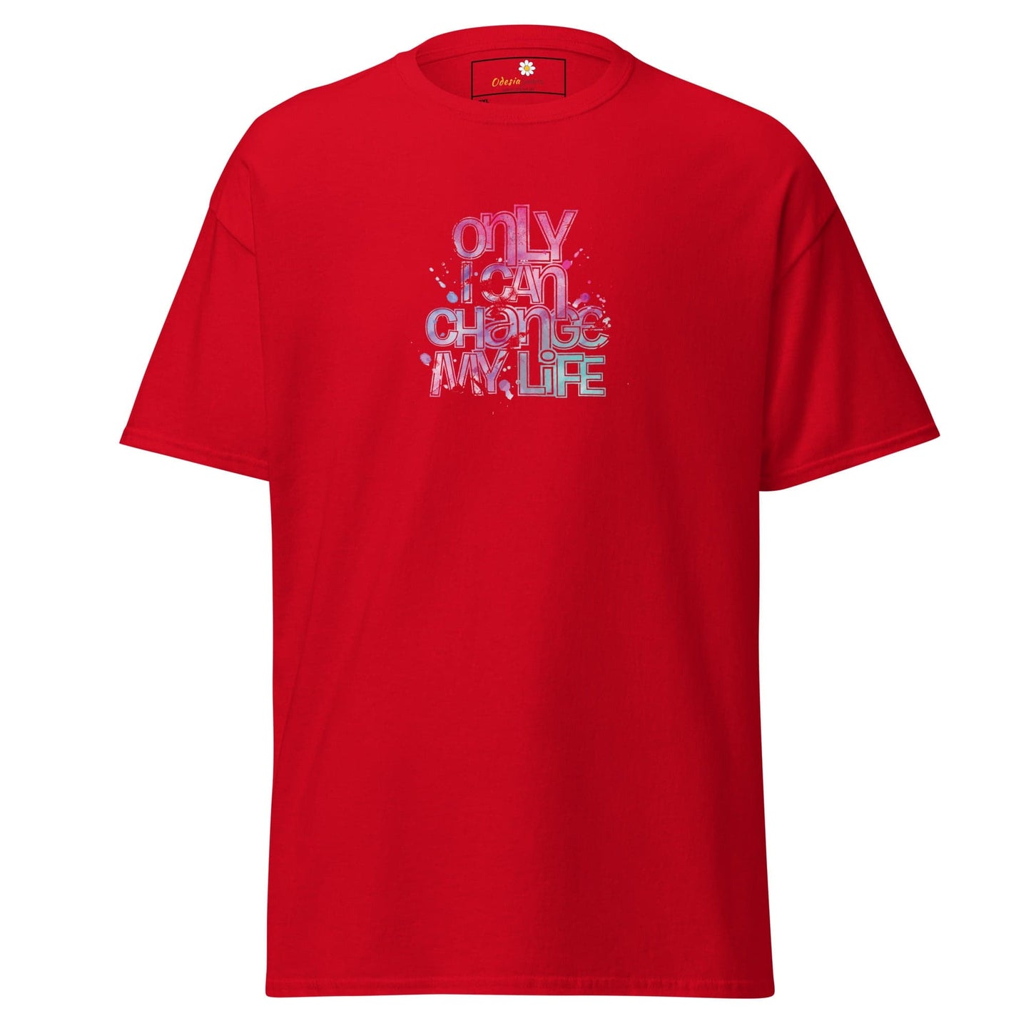 Red graphic T-shirt for men and women in sizes 2XL to 5XL, stylish and comfortable