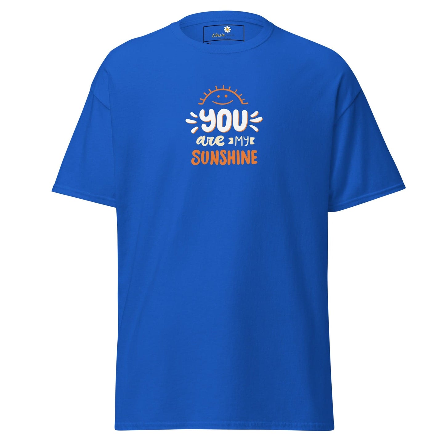 Blue T-shirt with You Are My Sunshine graphic in Men and Women sizes 2XL to 5XL