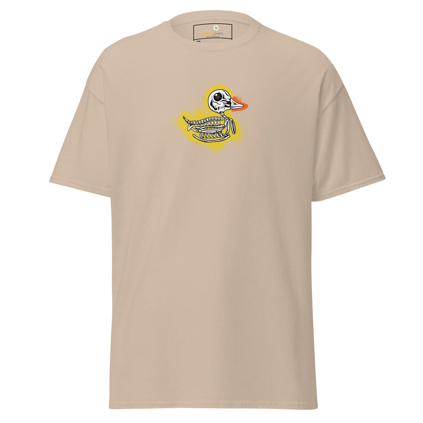 Beige T-shirt featuring a duck skeleton graphic for men and women in 2XL to 5XL sizes