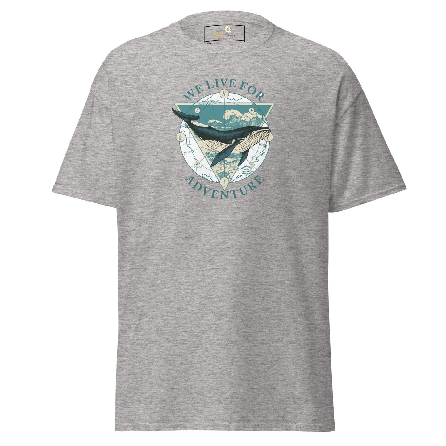 Gray T-shirt with whale graphic from T-SHIRT DESIGN TEE for Men and Women in 2XL to 5XL